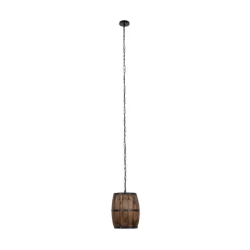 GLOBOSTAR® BARREL  Vintage Κρεμαστό Φωτιστικό Οροφής με Ντουί 1 x E27 AC 220-240V IP20 - Kαφέ - Μ24 x Π24 x Υ29cm