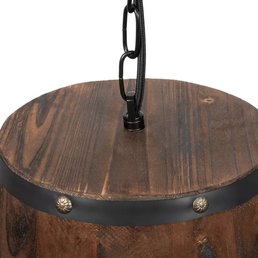 GLOBOSTAR® BARREL  Vintage Κρεμαστό Φωτιστικό Οροφής με Ντουί 1 x E27 AC 220-240V IP20 - Kαφέ - Μ24 x Π24 x Υ29cm