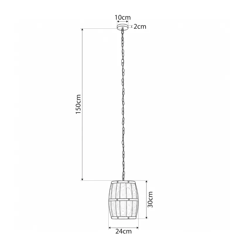 GLOBOSTAR® BARREL  Vintage Κρεμαστό Φωτιστικό Οροφής με Ντουί 1 x E27 AC 220-240V IP20 - Kαφέ - Μ24 x Π24 x Υ29cm