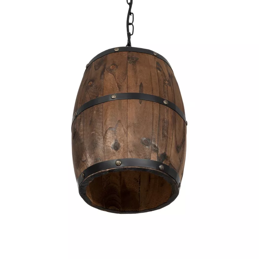 GLOBOSTAR® BARREL  Vintage Κρεμαστό Φωτιστικό Οροφής με Ντουί 1 x E27 AC 220-240V IP20 - Kαφέ - Μ24 x Π24 x Υ29cm