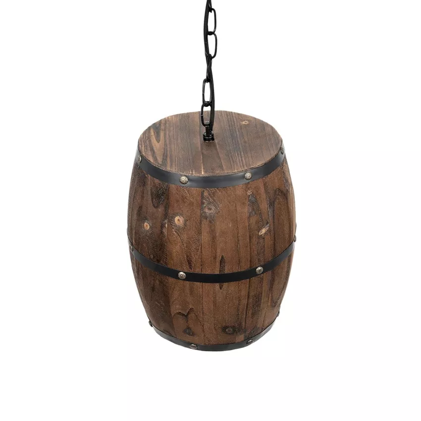 GLOBOSTAR® BARREL  Vintage Κρεμαστό Φωτιστικό Οροφής με Ντουί 1 x E27 AC 220-240V IP20 - Kαφέ - Μ24 x Π24 x Υ29cm