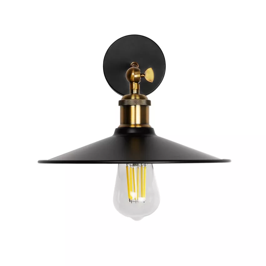 GLOBOSTAR® MINIMALL  Vintage Φωτιστικό Τοίχου - Απλίκα με Ντουί 1 x E27 AC 220-240V IP20 - Μαύρο & Χρυσό - Μ22 x Π39 x Υ18cm