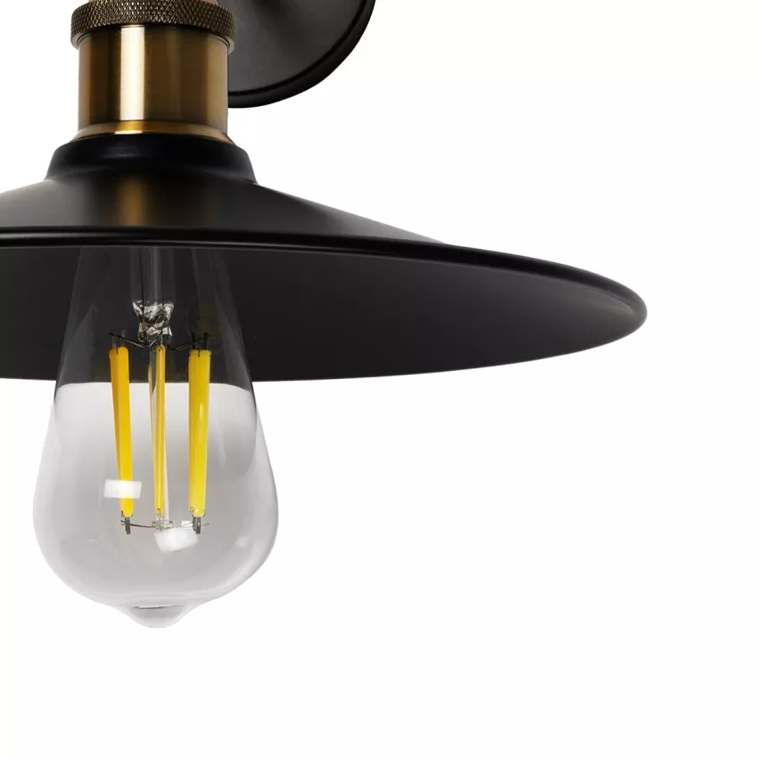 GLOBOSTAR® MINIMALL  Vintage Φωτιστικό Τοίχου - Απλίκα με Ντουί 1 x E27 AC 220-240V IP20 - Μαύρο & Χρυσό - Μ22 x Π39 x Υ18cm