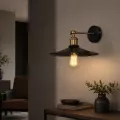 GLOBOSTAR® MINIMALL  Vintage Φωτιστικό Τοίχου - Απλίκα με Ντουί 1 x E27 AC 220-240V IP20 - Μαύρο & Χρυσό - Μ22 x Π39 x Υ18cm