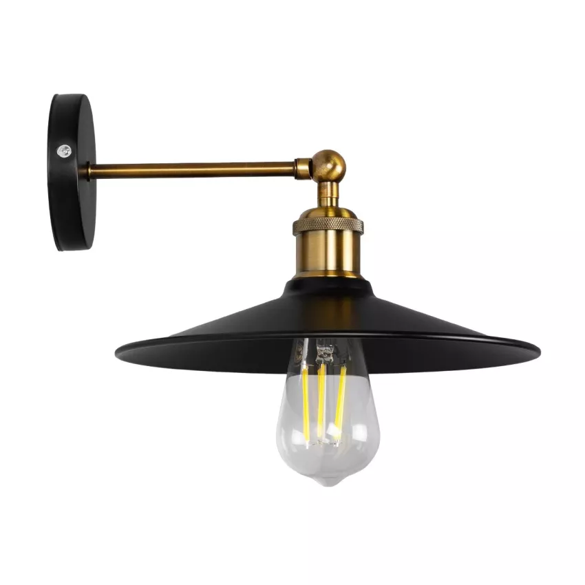 GLOBOSTAR® MINIMALL  Vintage Φωτιστικό Τοίχου - Απλίκα με Ντουί 1 x E27 AC 220-240V IP20 - Μαύρο & Χρυσό - Μ22 x Π39 x Υ18cm