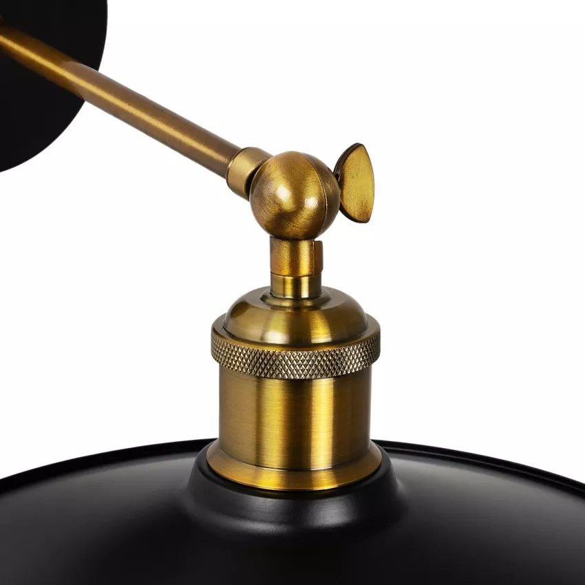 GLOBOSTAR® MINIMALL  Vintage Φωτιστικό Τοίχου - Απλίκα με Ντουί 1 x E27 AC 220-240V IP20 - Μαύρο & Χρυσό - Μ22 x Π39 x Υ18cm