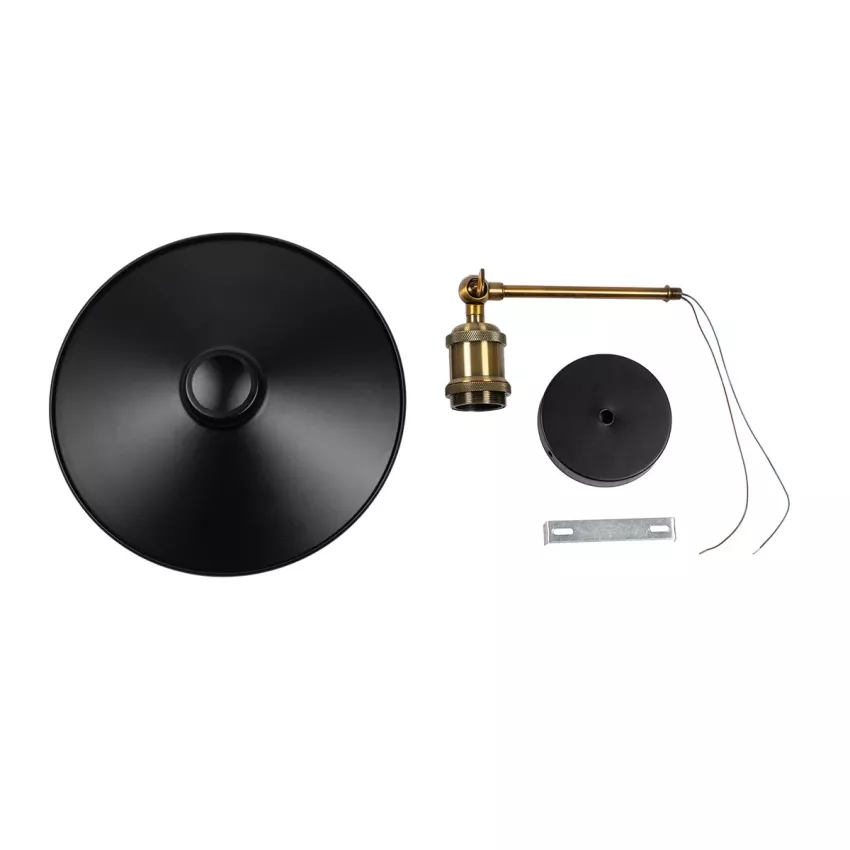 GLOBOSTAR® MINIMALL  Vintage Φωτιστικό Τοίχου - Απλίκα με Ντουί 1 x E27 AC 220-240V IP20 - Μαύρο & Χρυσό - Μ22 x Π39 x Υ18cm