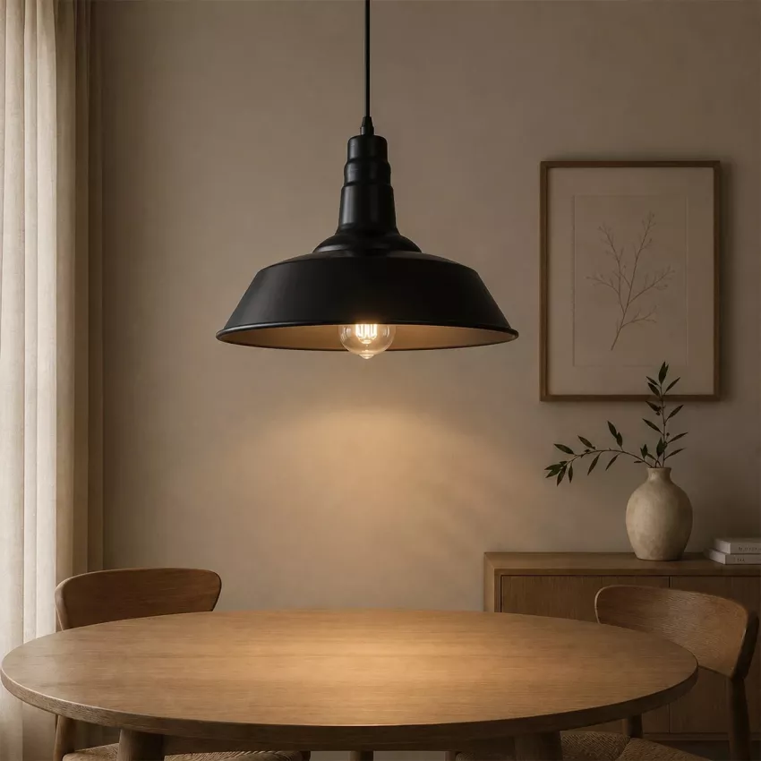 GLOBOSTAR® RAY  Vintage Κρεμαστό Φωτιστικό Οροφής με Ντουί 1 x E27 AC 220-240V IP20 - Μαύρο - Μ36 x Π36 x Υ25cm