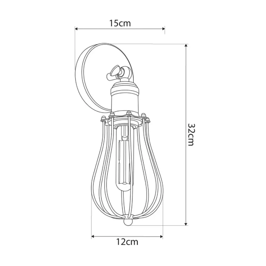 GLOBOSTAR® CATEL  Vintage Φωτιστικό Τοίχου - Απλίκα με Ντουί 1 x E27 AC 220-240V IP20 - Μαύρο & Χρυσό - Μ12 x 15 x Υ32cm