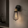 GLOBOSTAR® CATEL  Vintage Φωτιστικό Τοίχου - Απλίκα με Ντουί 1 x E27 AC 220-240V IP20 - Μαύρο & Χρυσό - Μ12 x 15 x Υ32cm