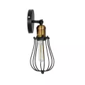 GLOBOSTAR® CATEL  Vintage Φωτιστικό Τοίχου - Απλίκα με Ντουί 1 x E27 AC 220-240V IP20 - Μαύρο & Χρυσό - Μ12 x 15 x Υ32cm