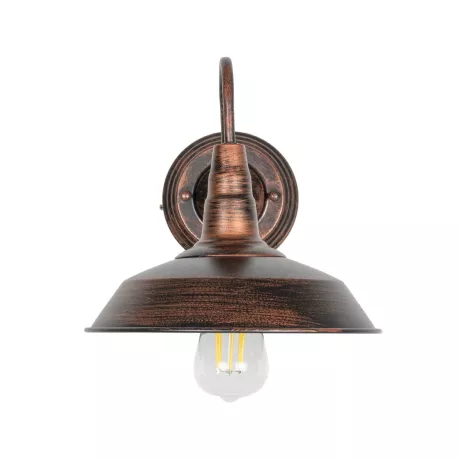GLOBOSTAR® RAY  Vintage Φωτιστικό Τοίχου - Απλίκα με Ντουί 1 x E27 AC 220-240V IP20 - Χάλκινο Εφέ Σκουριάς - Μ26 x Π36 x Υ28cm