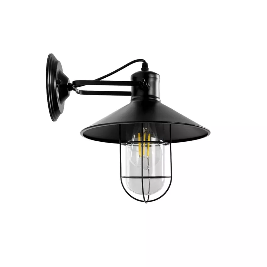 CELL  Vintage Επιτοίχιο Φωτιστικό Απλίκα Μονόφωτο 1 x E27 IP20 Μαύρο Μέταλλο - Μ33 x Π27 x Υ33cm