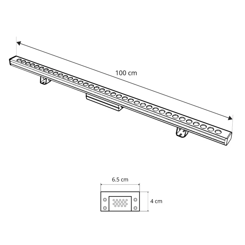 GLOBOSTAR® WASHERLUMA  Μπάρα Φωτισμού Wall Washer LED 36W 3240lm 30° AC 220-240V Αδιάβροχο IP65 Θερμό Λευκό 2700K - Sanan SMD Chip - Γκρι Ανθρακί Ματ - Μ100 x Π4 x Υ6.5cm