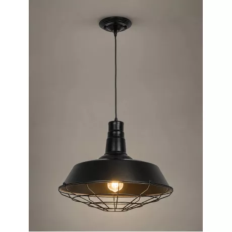GLOBOSTAR® RAY  Vintage Κρεμαστό Φωτιστικό Οροφής με Ντουί 1 x E27 AC 220-240V IP20 - Μαύρο - Μ46 x Π46 x Υ25cm