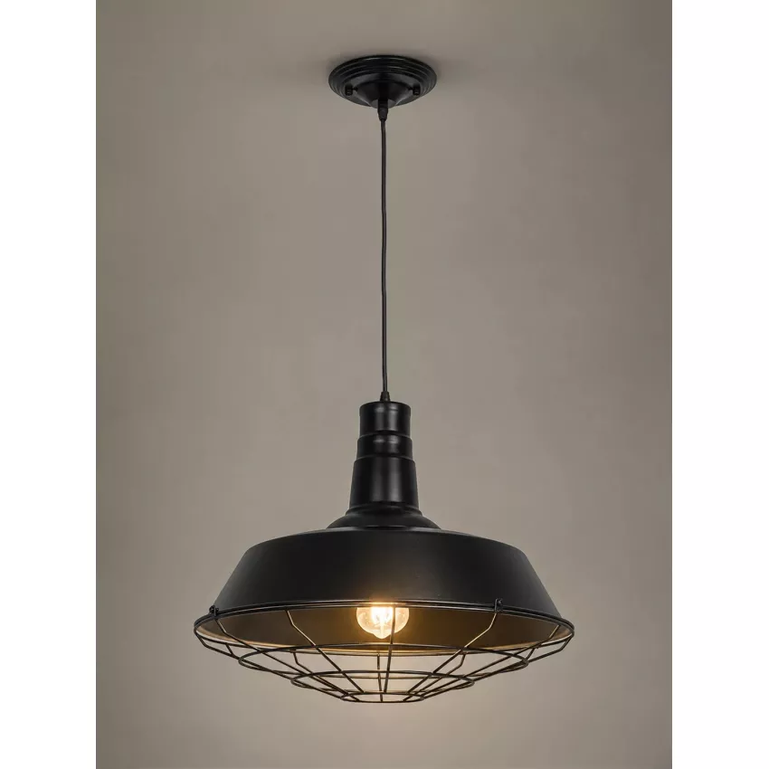 GLOBOSTAR® RAY  Vintage Κρεμαστό Φωτιστικό Οροφής με Ντουί 1 x E27 AC 220-240V IP20 - Μαύρο - Μ46 x Π46 x Υ25cm