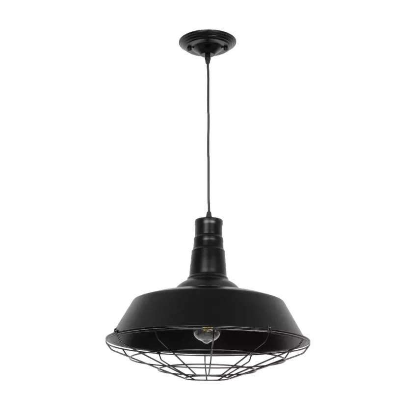 GLOBOSTAR® RAY  Vintage Κρεμαστό Φωτιστικό Οροφής με Ντουί 1 x E27 AC 220-240V IP20 - Μαύρο - Μ46 x Π46 x Υ25cm