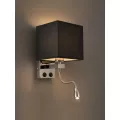 ELEGANT  Μοντέρνο Επιτοίχιο Φωτιστικό Απλίκα με LED Βραχίονα Δίφωτο 1 x E27 IP20 Μαύρο Ύφασμα με Ασημί Μέταλλο - Μ17 x Π21 x Υ43cm