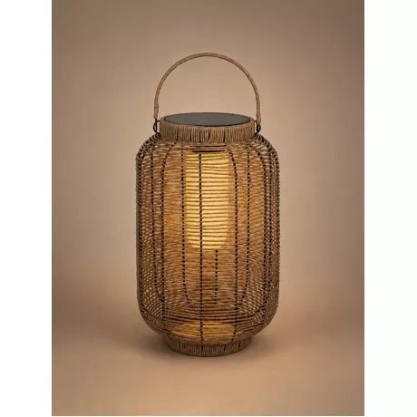 GRAMBIAN  Boho Αυτόνομο Ηλιακό Κρεμαστό/Επιτραπέζιο Φωτιστικό Πορτατίφ LED 5W 200lm 180° με Ενσωματωμένη Μπαταρία IP65 Θερμό Λευκό 3000K Μπεζ Ξύλο - Μ30 x Π30 x Υ48cm