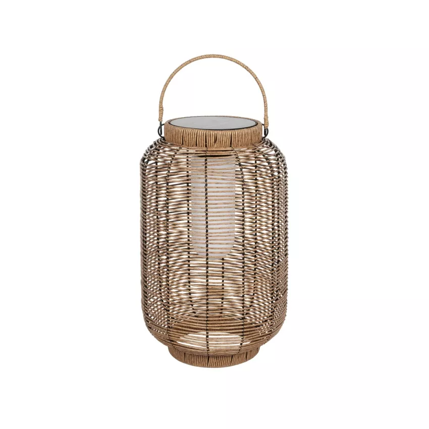 GRAMBIAN  Boho Αυτόνομο Ηλιακό Κρεμαστό/Επιτραπέζιο Φωτιστικό Πορτατίφ LED 5W 200lm 180° με Ενσωματωμένη Μπαταρία IP65 Θερμό Λευκό 3000K Μπεζ Ξύλο - Μ30 x Π30 x Υ48cm