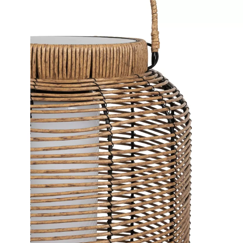 GRAMBIAN  Boho Αυτόνομο Ηλιακό Κρεμαστό/Επιτραπέζιο Φωτιστικό Πορτατίφ LED 5W 200lm 180° με Ενσωματωμένη Μπαταρία IP65 Θερμό Λευκό 3000K Μπεζ Ξύλο - Μ30 x Π30 x Υ48cm