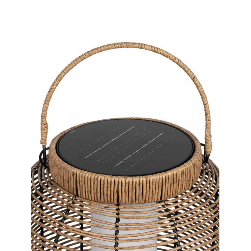 GRAMBIAN  Boho Αυτόνομο Ηλιακό Κρεμαστό/Επιτραπέζιο Φωτιστικό Πορτατίφ LED 5W 200lm 180° με Ενσωματωμένη Μπαταρία IP65 Θερμό Λευκό 3000K Μπεζ Ξύλο - Μ30 x Π30 x Υ48cm
