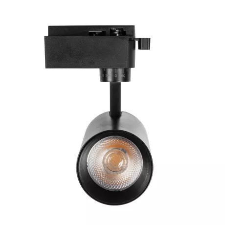 GLOBOSTAR® LUGANO  Μονοφασικό Σποτ Ράγας LED 20W 2500lm 36° AC 220-240V IP20 Φυσικό Λευκό 4500K - Bridgelux COB Chip & TÜV SÜD Driver - Eurotrack 1PH - Μαύρο Ματ - Μ8.5 x Π6.5 x Υ20.5cm