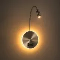 GLOBOSTAR® GOOSE  Μοντέρνο Φωτιστικό Τοίχου - Απλίκα Ξενοδοχείου Reading Light με Φορτιστή USB 3A LED 6W 540lm 36° & 360° AC 220-240V IP20 Θερμό Λευκό 2700K - CREE XPE & Lumileds SMD Chip - Νίκελ Βούρτσας - Μ15.5 x Π15 x Υ30.5cm