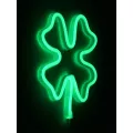 Φωτιστικό Ταμπέλα Φωτεινή Επιγραφή NEON LED Σήμανσης FOUR LEAF CLOVER 5W με Καλώδιο Τροφοδοσίας USB - Μπαταρίας 3xAAA (Δεν Περιλαμβάνονται) - Πράσινο