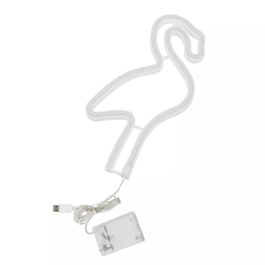 Φωτιστικό Ταμπέλα Φωτεινή Επιγραφή NEON LED Σήμανσης FLAMINGO 5W με Καλώδιο Τροφοδοσίας USB - Μπαταρίας 3xAAA (Δεν Περιλαμβάνονται) - Ροζ