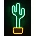 Φωτιστικό Ταμπέλα Φωτεινή Επιγραφή NEON LED Σήμανσης CACTUS 5W με Καλώδιο Τροφοδοσίας USB - Μπαταρίας 3xAAA (Δεν Περιλαμβάνονται) - Πράσινο - Κίτρινο
