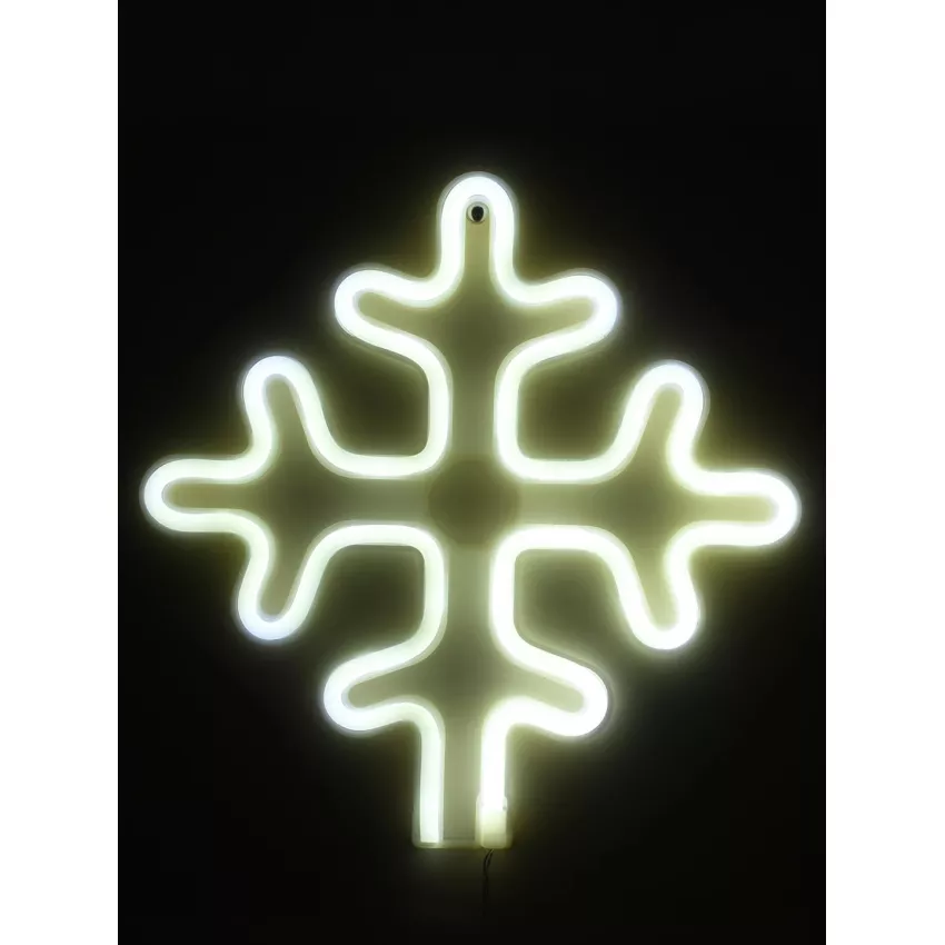 Φωτιστικό Ταμπέλα Φωτεινή Επιγραφή NEON LED Σήμανσης SNOWFLAKE 5W με Καλώδιο Τροφοδοσίας USB - Μπαταρίας 3xAAA (Δεν Περιλαμβάνονται) - Ψυχρό Λευκό 6000K