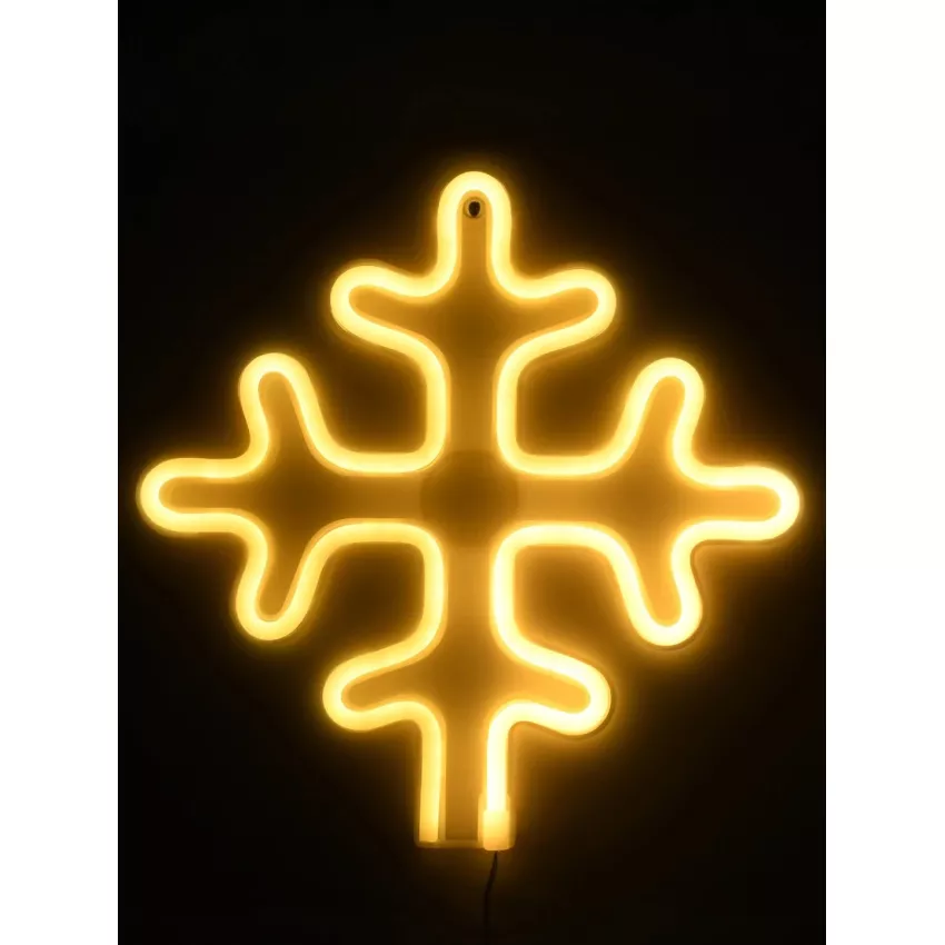 Φωτιστικό Ταμπέλα Φωτεινή Επιγραφή NEON LED Σήμανσης SNOWFLAKE 5W με Καλώδιο Τροφοδοσίας USB - Μπαταρίας 3xAAA (Δεν Περιλαμβάνονται) - Θερμό Λευκό 2700K