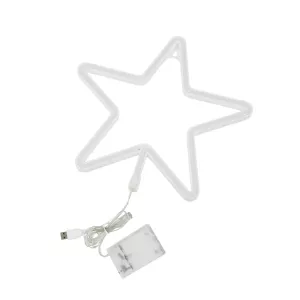 Φωτιστικό Ταμπέλα Φωτεινή Επιγραφή NEON LED Σήμανσης STAR 5W με Καλώδιο Τροφοδοσίας USB - Μπαταρίας 3xAAA (Δεν Περιλαμβάνονται) - Ψυχρό Λευκό 6000K