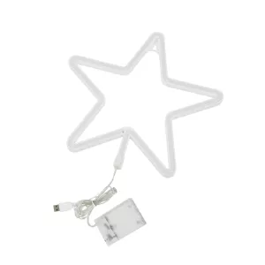 Φωτιστικό Ταμπέλα Φωτεινή Επιγραφή NEON LED Σήμανσης STAR 5W με Καλώδιο Τροφοδοσίας USB - Μπαταρίας 3xAAA (Δεν Περιλαμβάνονται) - Θερμό Λευκό 2700K