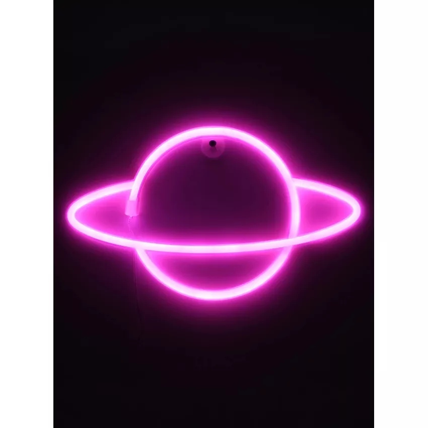 Φωτιστικό Ταμπέλα Φωτεινή Επιγραφή NEON LED Σήμανσης PLANET SATURN 5W με Καλώδιο Τροφοδοσίας USB - Μπαταρίας 3xAAA (Δεν Περιλαμβάνονται) - Ροζ