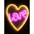 Φωτιστικό Ταμπέλα Φωτεινή Επιγραφή NEON LED Σήμανσης LOVE & HEART 5W με Καλώδιο Τροφοδοσίας USB - Μπαταρίας 3xAAA (Δεν Περιλαμβάνονται) - Ροζ & Θερμό Λευκό 2700K
