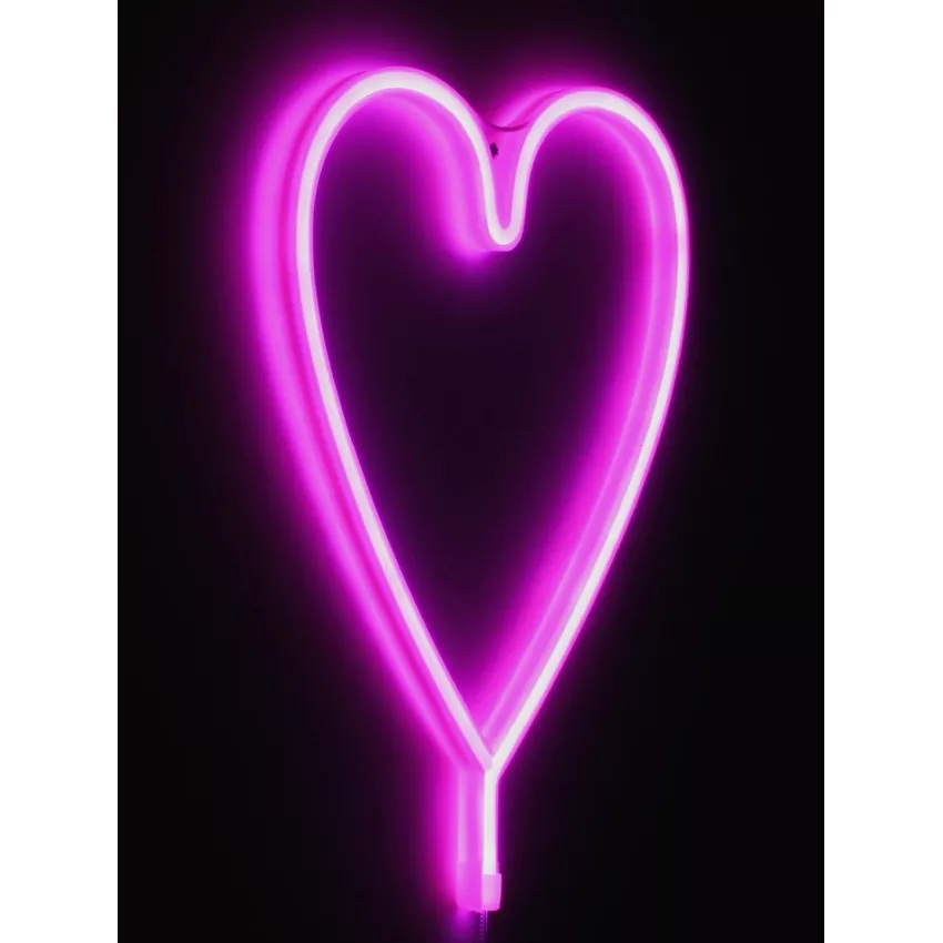 Φωτιστικό Ταμπέλα Φωτεινή Επιγραφή NEON LED Σήμανσης HEART LINE 5W με Καλώδιο Τροφοδοσίας USB - Μπαταρίας 3xAAA (Δεν Περιλαμβάνονται) - Ροζ