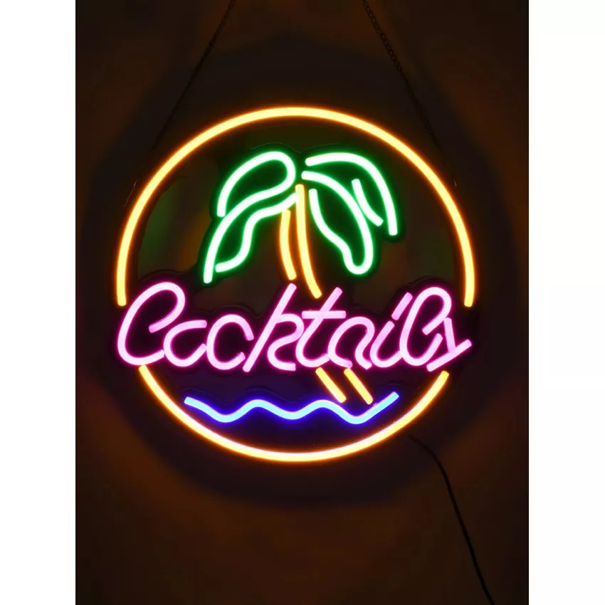 Φωτιστικό Ταμπέλα Φωτεινή Επιγραφή NEON LED Σήμανσης COCKTAILS 30W AC 230V με Διακόπτη On/Off Ροζ - Γαλάζιο - Κίτρινο - Πράσινο