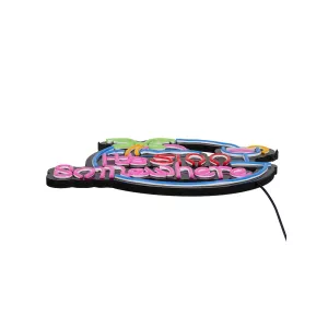 Φωτιστικό Ταμπέλα Φωτεινή Επιγραφή NEON LED Σήμανσης ITS 5:00 SOMEWHERE 30W AC 230V με Διακόπτη On/Off Ροζ - Γαλάζιο - Κίτρινο - Πράσινο - Κόκκινο