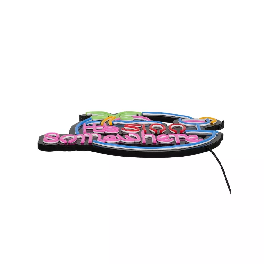 Φωτιστικό Ταμπέλα Φωτεινή Επιγραφή NEON LED Σήμανσης ITS 5:00 SOMEWHERE 30W AC 230V με Διακόπτη On/Off Ροζ - Γαλάζιο - Κίτρινο - Πράσινο - Κόκκινο