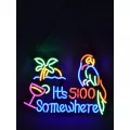 Φωτιστικό Ταμπέλα Φωτεινή Επιγραφή NEON LED Σήμανσης ITS 5:00 SOMEWHERE PARROT 30W AC 230V με Διακόπτη On/Off Ροζ - Γαλάζιο - Κίτρινο - Πράσινο - Κόκκινο