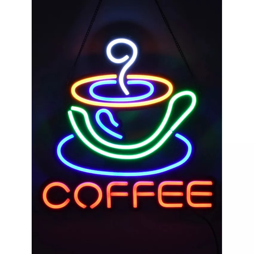 Φωτιστικό Ταμπέλα Φωτεινή Επιγραφή NEON LED Σήμανσης COFFEE 30W AC 230V με Διακόπτη On/Off Λευκό - Γαλάζιο - Κίτρινο - Πράσινο - Κόκκινο