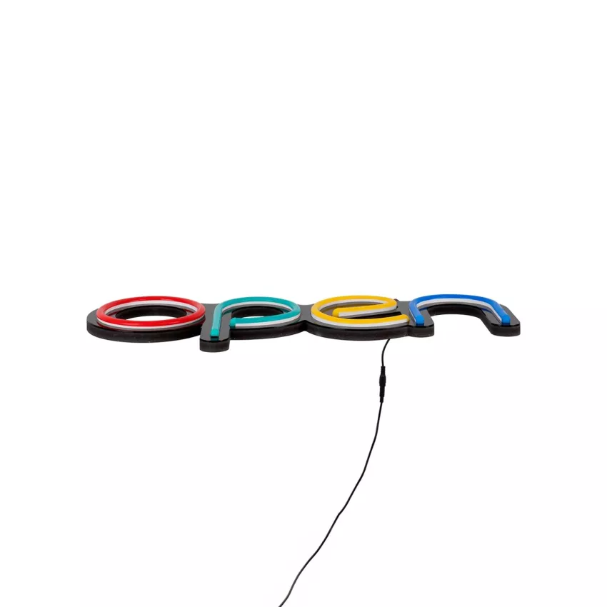 Φωτιστικό Ταμπέλα Φωτεινή Επιγραφή NEON LED Σήμανσης Animated OPEN 30W AC 230V με Διακόπτη On/Off και Ασύρματο Χειριστήριο IR Κόκκινο - Πράσινο - Κίτρινο - Γαλάζιο