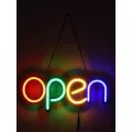 Φωτιστικό Ταμπέλα Φωτεινή Επιγραφή NEON LED Σήμανσης Animated OPEN 30W AC 230V με Διακόπτη On/Off και Ασύρματο Χειριστήριο IR Κόκκινο - Πράσινο - Κίτρινο - Γαλάζιο