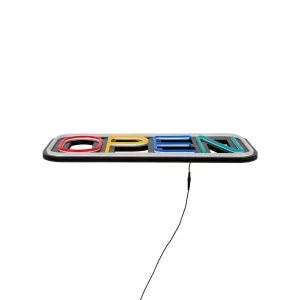 Φωτιστικό Ταμπέλα Φωτεινή Επιγραφή NEON LED Σήμανσης Animated Square OPEN 30W AC 230V με Διακόπτη On/Off και Ασύρματο Χειριστήριο IR Λευκό - Κόκκινο - Πράσινο - Κίτρινο - Γαλάζιο