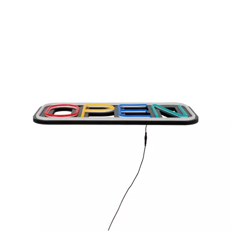 Φωτιστικό Ταμπέλα Φωτεινή Επιγραφή NEON LED Σήμανσης Animated Square OPEN 30W AC 230V με Διακόπτη On/Off και Ασύρματο Χειριστήριο IR Λευκό - Κόκκινο - Πράσινο - Κίτρινο - Γαλάζιο