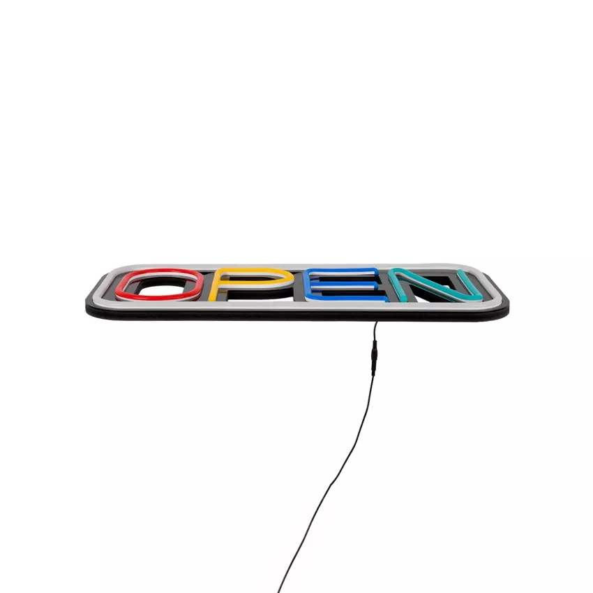 Φωτιστικό Ταμπέλα Φωτεινή Επιγραφή NEON LED Σήμανσης Animated Square OPEN 30W AC 230V με Διακόπτη On/Off και Ασύρματο Χειριστήριο IR Λευκό - Κόκκινο - Πράσινο - Κίτρινο - Γαλάζιο