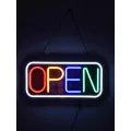 Φωτιστικό Ταμπέλα Φωτεινή Επιγραφή NEON LED Σήμανσης Animated Square OPEN 30W AC 230V με Διακόπτη On/Off και Ασύρματο Χειριστήριο IR Λευκό - Κόκκινο - Πράσινο - Κίτρινο - Γαλάζιο
