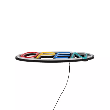 Φωτιστικό Ταμπέλα Φωτεινή Επιγραφή NEON LED Σήμανσης Animated Ovale OPEN 30W AC 230V με Διακόπτη On/Off και Ασύρματο Χειριστήριο IR Λευκό - Κόκκινο - Πράσινο - Κίτρινο - Γαλάζιο